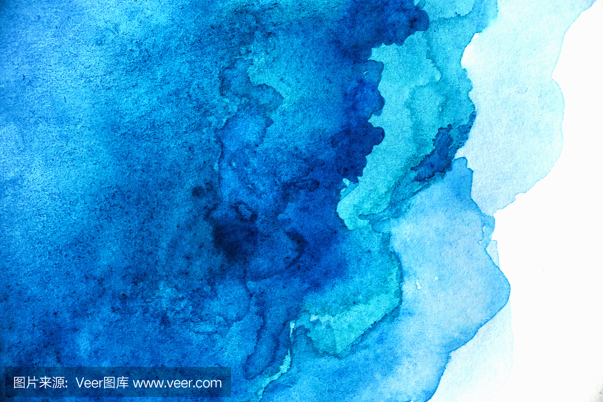 空白抽象浅蓝色水彩背景孤立在白色
